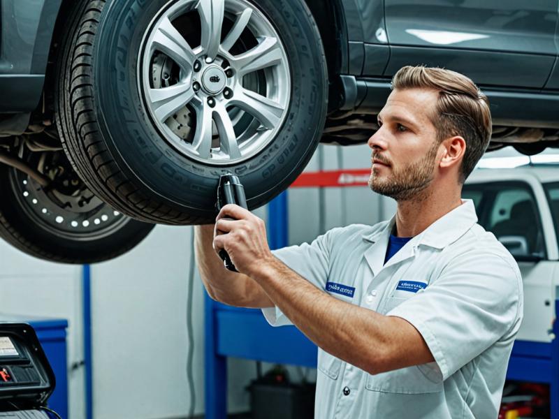 Professional brake service technician at work